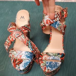 Madison paisley and floral print wedges. Size 6.